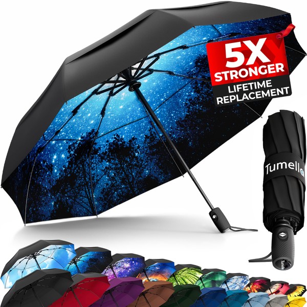 TUMELLA Strongest Windproof Travel Umbrella (Compact, Superior & Beautiful), Small