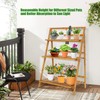 CHEFJOY Folding 3-Tier Bamboo Ladder Plant Stand, Indoor & Outdoor