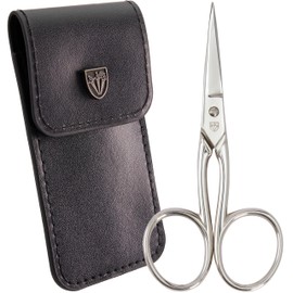 3 Swords Germany - Embroidery Scissors, Shears for Art Work, Daily Use in Household, Sewing, Art Work, Craft with black Synthetic Leather case