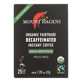 Mount Hagen - Organic Fairtrade Decaffeinated Instant Coffee 25ct - Case of 8-1.76 OZ