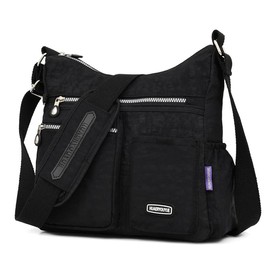 Crossbody Bolsa para Mujer, bolso de hombro para Impermeable Con Anti robo bolsillo, Bolso de Viaje de Trabajo de Nailon Ligero, Adecuado para Compras,Trabajar,Acampar,Viajes de Corta Distancia(Negro)