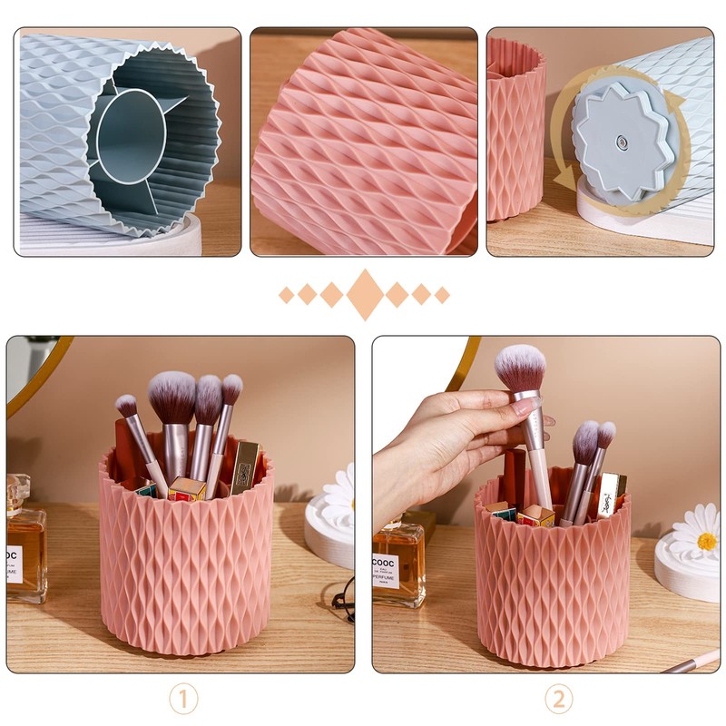 OWAYOTO Makeup Brush Holder Rotatable Makeup Brush Organiser Cup Makeup