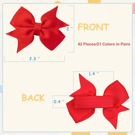 Hair Bows for Girls, 60PCS 2" Fully Lined Alligator Hair Clips, Toddler Hair Accessories (30 Colors in Pairs)