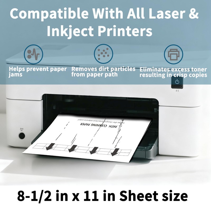 Printer Cleaning Sheets 20-Pack-【Removes Ink, Dust, Dirt & Debris】8.5 x