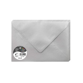 Clairefontaine 51190C Pack of 20 Envelopes Pollen Format C5 16.2 x 22.9 cm, 120 g, Lined, Ideal for Invitations and Correspondence, Premium Smooth Paper, Silver, 1 Pack