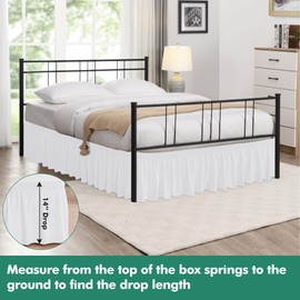 Biscaynebay Wrap Around Bed Skirts with Split Corners for King Beds 14" Drop, White Elastic Dust Ruffles Adjustable Easy Fit Wrinkle & Fade Resistant Silky Luxurious Fabric Machine Washable