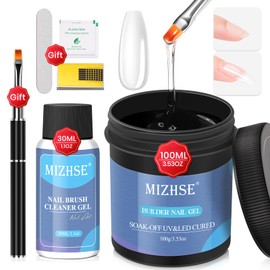 MIZHSE Builder Nail Gel, 100ML Larger Capacity Builder Gel Kit for Nails, Nail Sculpting Gel LED Nail Lamp Clear Hard Gel Builder Base Nail Strengthener Extension Gel for Nail Salon & Home DIY