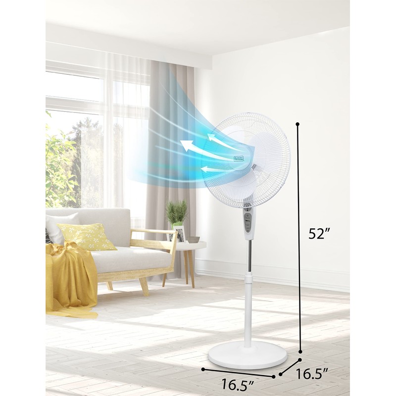 BLACK+DECKER 18-Inch Stand Fan with Pedestal Base, Height Adjustable Pedestal