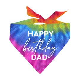 Happy Birthday Dad Dog Bandana (958 Sunset Tie Dye, One Size)