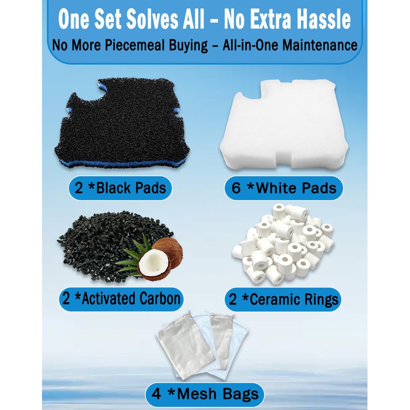 All-in-One Aquarium Filter Media Replacement for VEVOR Canister Filters