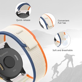 Koazon Trail Loop Nylon 20mm Watch Bands Compatible with Garmin Forerunner 55/165/Vivoactive 5,Soft Breathable Adjustable Sports Replacement Strap for Garmin Venu Sq 2/Sq/Venu Men Women
