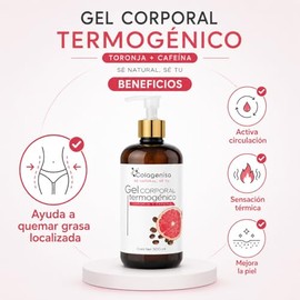 Gel Corporal Termogénico con Cafeína y Toronja | Efecto Activador y Tonificante | Mejora la Apariencia de la Piel | Uso en Abdomen, Piernas y Glúteos