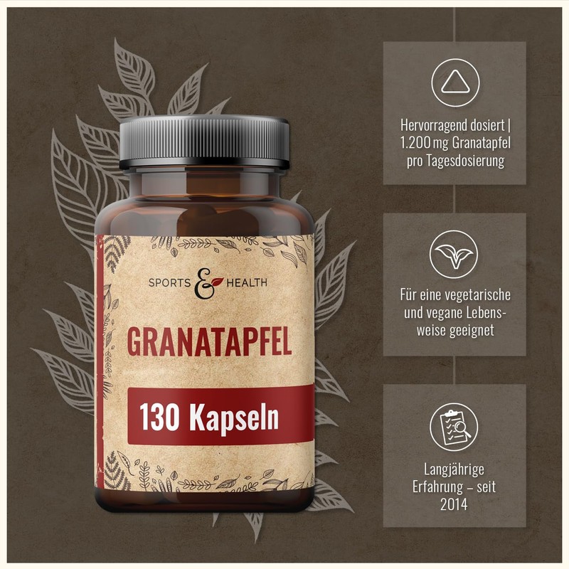 Pomegranate Capsules - 130 Capsules - 1200 mg Pomegranate per