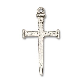 Bliss Sterling Silver Nail Cross Crucifix Medal Pendant Necklace 24"Chain Jewelry Gift