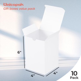 UnicoPak 10 Pack 4x4x6 White Gift Boxes, Ideal for Candle, Ornament, Mug, Glass, Jar, Great for Gift-giving and Storing or Organizing Small Items