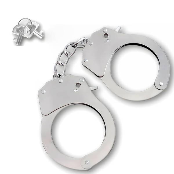 CHENLEO Handcuffs，Toy Handcuffs with Keys for Kids，Toy Police Costume Prop，Pretend，Chain
