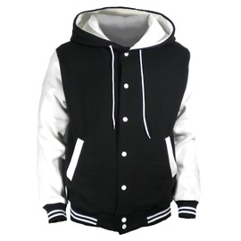 U World Men's Hood Baseball Varsity Jacket White (S)