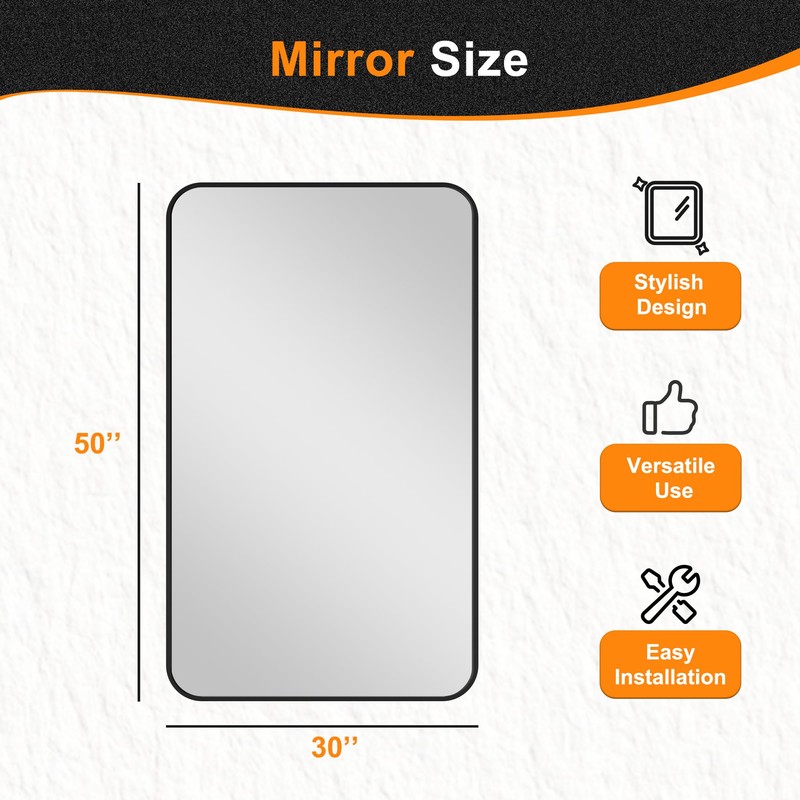Delma Bathroom Vanity Mirror, Black Framed Bathroom Mirror for Over