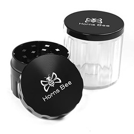 Horns Bee - Molinillo de especias de metal multiusos con tarro de almacenamiento, contenedores herméticos todo en uno, molino de piedra afilada de 2.2 pulgadas, con accesorios y bolsa de transporte