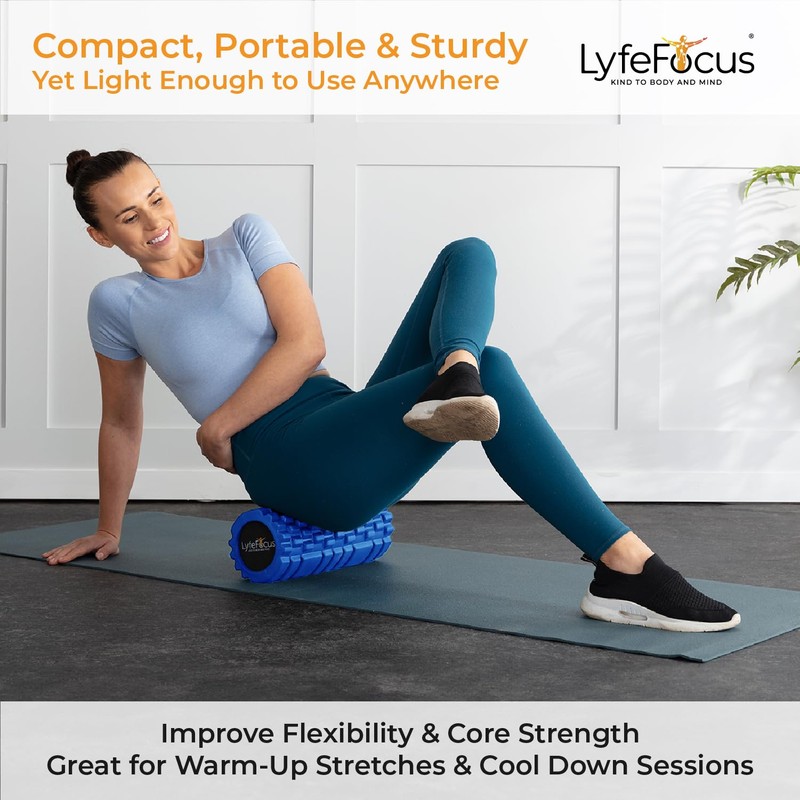 LyfeFocus Premium Trigger Point Foam Roller (Blue) - Multi Pressure
