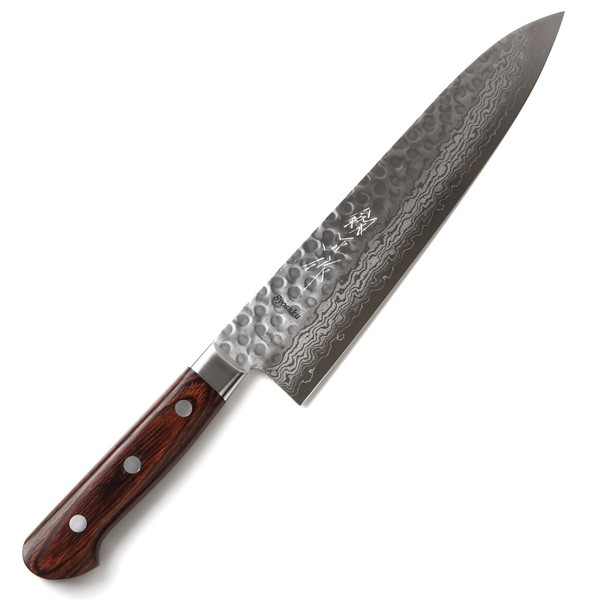 Syosaku Japanese Chef Knife Hammered Damascus VG-10 16 Layer Mahogany