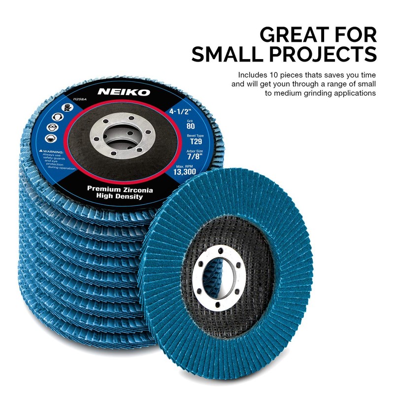 NEIKO 11258A 10 Pack Jumbo Zirconia Flap Discs 4-1/2 for