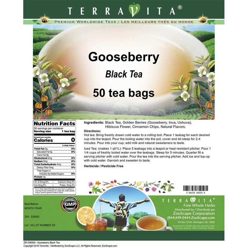 Gooseberry Black Tea (50 tea bags, ZIN: 536505)
