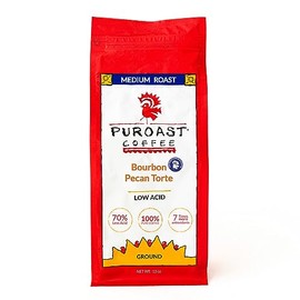 Puroast Low Acid Coffee Flavored Coffee | Bourbon Pecan Torte Ground | Medium Roast | High Antioxidants & High pH |No Bitter Aftertaste | Reduced Heartburn & GERD | Suitable for Cold Brew - 12 oz