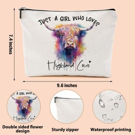 CFGBFDGH Cow Gifts for Women, Western Makeup Bag Cow Print Stuff Cosmetic Bag Travel Organizer Bags Makeup Pouch, Christmas Birthday Animal Lovers Gifts for Women Girls Friends