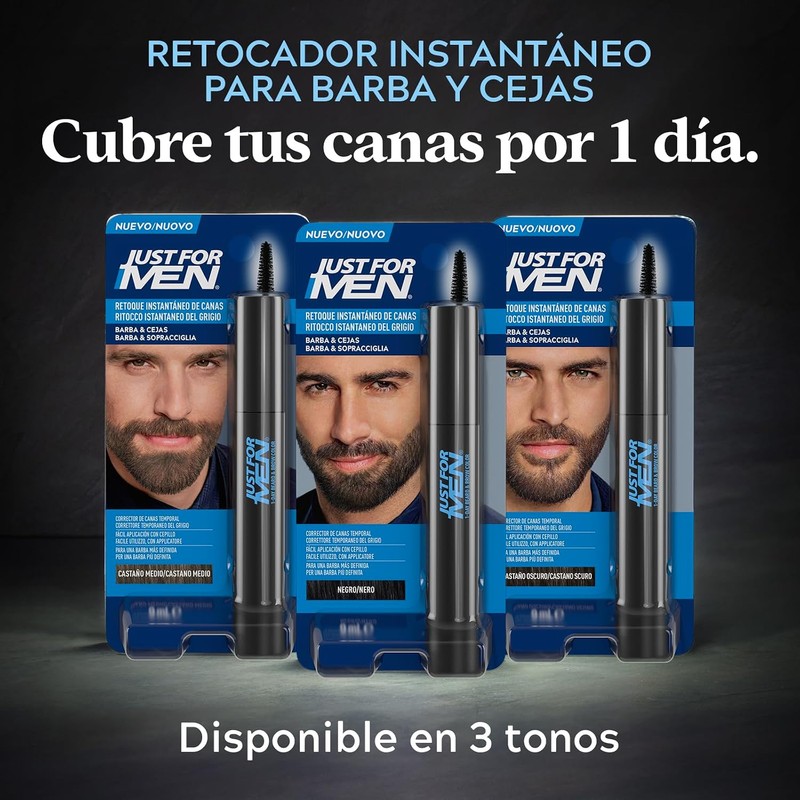 Just For Men Retoque Instantáneo Canas y Cejas, Castaño Oscuro