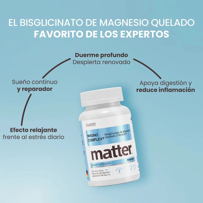 Matter Magno Complex Bisglicinato De Magnesio Quelado, Alta absorción, Apoyo
