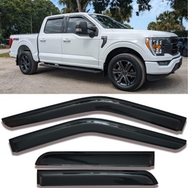 TONOYTIM Window Visors Rain Guards Side Wind Deflectors for 2015-2025 F-150 Crew Cab, 2017-2025 F-250 F-350 F-450 Super Duty (SuperCrew/Crew) Cab, Vent Guard Shade Sun 94975 4-Pieces Set