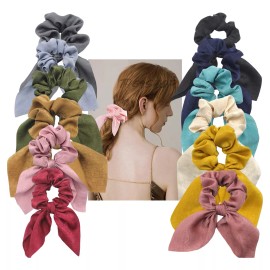 THE9SHOP Cintas Para El Pelo Elásticas Scrunchie Satín 12 Colores