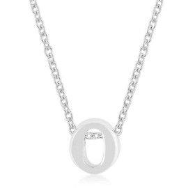 Unbranded Rhodium Plated Finish Initial O Pendant Necklace 18 Inch + 2 Inch Ext