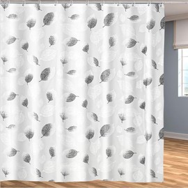 Shower Curtain, Mould Proof Resistant and Waterproof Washable Polyester Fabric with 12 Hooks, Quick Dry, Shower Curtain for Bathroom, Wet Rooms, Shower, Bath (Foliage, 180x180cm)