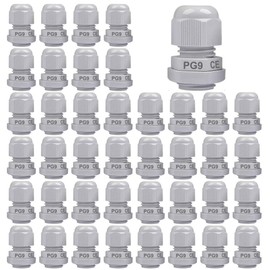 Gebildet Pack of 40 PG9 Cable Gland, M16 x 1.5 IP68 Waterproof Cable Glands with Plastic Locknut, Adjustable Cable Glands Joints (White)