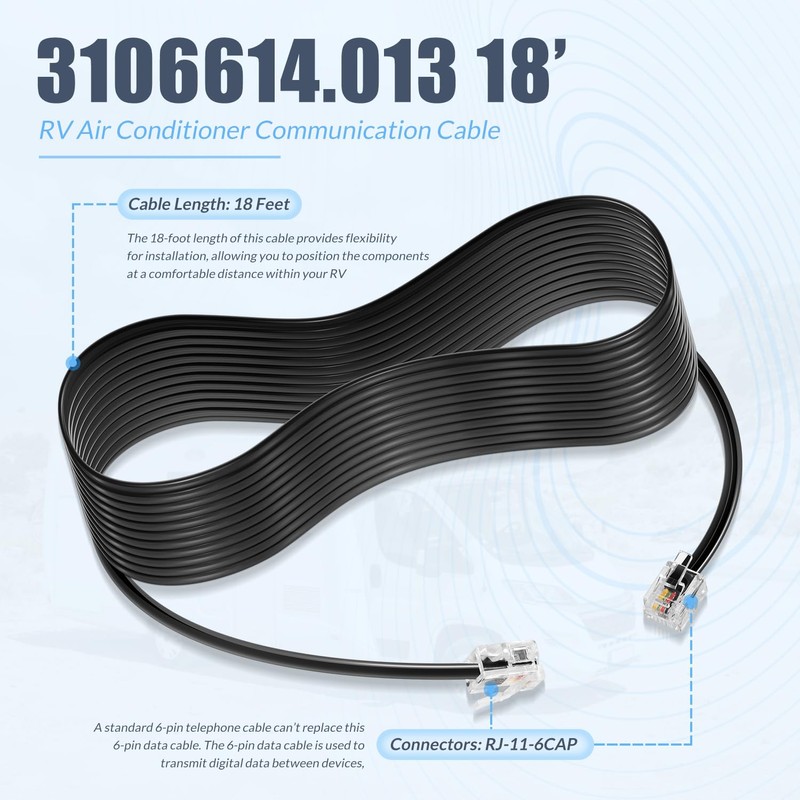 3106614.013 18’ RV Air Conditioner Communication Cable Fit for Dometic