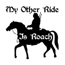 My Other Ride is Roach Decal, H 6 by L 6 Inches, Horse Riding, Funny Cool Vinyl Stickers (Black)