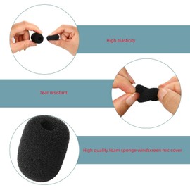 Kicada 12 Pieces Foam Windscreen for Headset Microphone, 0.2" Diameter Microphone Pop Filter Windscreen Mic Cover High Density Mini Foam Cover Shield Protection Foam Replacement for Headset Mic(Black)