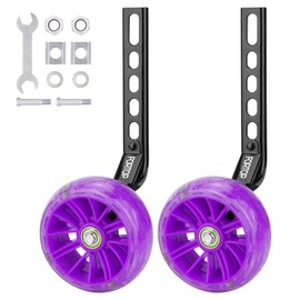 Bike Training Wheels, Pair of Heavy Duty Rear with Stabilizers Mounted Kit for Single Speed Bicycle with 12 14 16 18 20 Inch (Heavy Duty Purple, 12inch-20inch)
