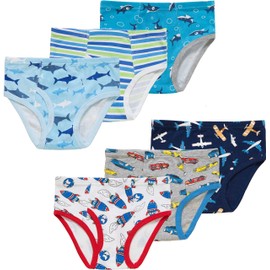 Naivete Boys Airplane Underwear Kids Children Cotton Rocket Panties Breathable Comfort Briefs(Pack of 6) 3T