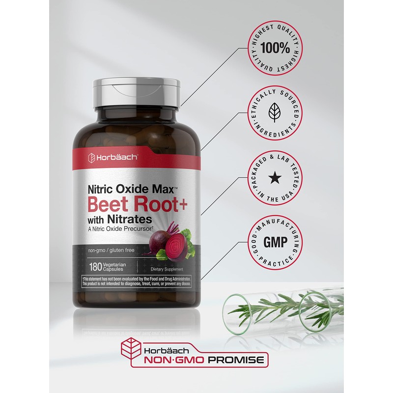 Horbäach Nitric Oxide Beet Root Capsules | 180 Count |