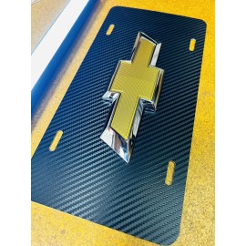 ADS OEM Custom 3D Chevy Bow Tie License Plate Carbon Tahoe Camaro Corvette Impala