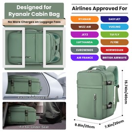 OTAHGK Cabin Bags 40×20×25 for Ryanair Underseat Carry-ons Travel Backpack Hand Luggage Bag Cabin Size 20L Flight Rucksack Casual Daypack School Office Backpack Fit 14 Inch Laptop-Green