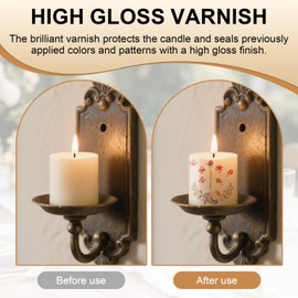WANJAO Glossy Candle Lacquer, Gloss Varnish, Varnish for Acrylic Painting with Candle Stickers Scratch Resistant High Gloss for Candles, Paintings, Clay, 150ml Transparent