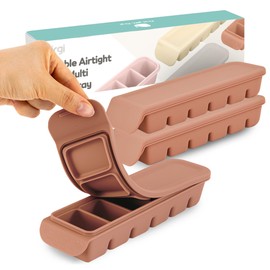 Firgi Silicone Freezer Trays with Lid, 2ea 1oz 6 Section - Leak Proof Silicone Freezer molds for Homemade Baby Food Breastmilk, Purees, Vegetables, Baby Food Jars Ice Tray with Lid BPA Free IndiePink