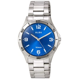 Seiko Watch AQPK412 Men's Wristwatch, Sports Wristwatch, Reinforced Waterproof (10 ATM), Domed Inorganic Glass, Silver, Dial Color - Blue, Sports Wristwatch, Reinforced Water Resistance (10 ATM), Dome