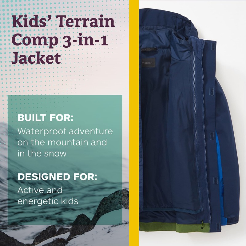 MARMOT Kid's Terrain Comp Jacket, Arctic Navy/Dark Azure, Small