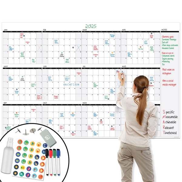 Lushleaf Designs Large Wall Calendar - 48" x 74" Dry Erase Reusable 2023 Whiteboard Calendar