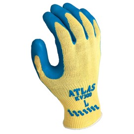 SHOWA Atlas KV300 Natural Latex Palm Coated A3 Cut Resistant Safety Glove with Kevlar Liner, 10-Gauge, Medium (12 Pair)